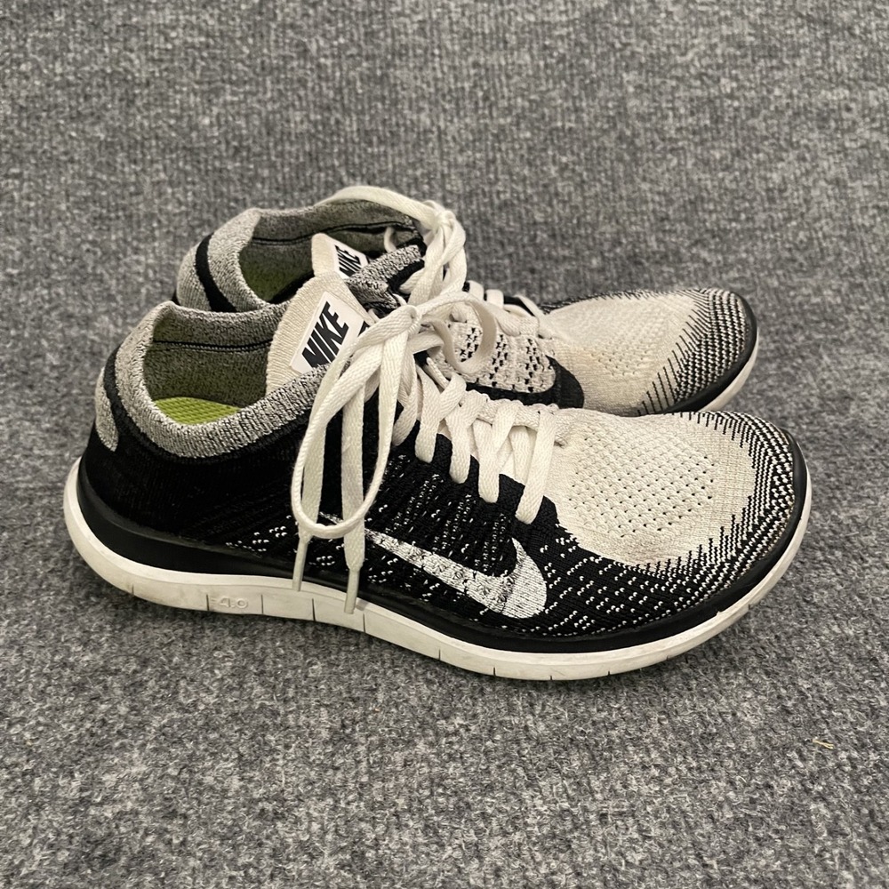 Nike Free 4.0 Flyknit Shoes Womens Sz 7 Black White Oreo Running Sneakers 631050